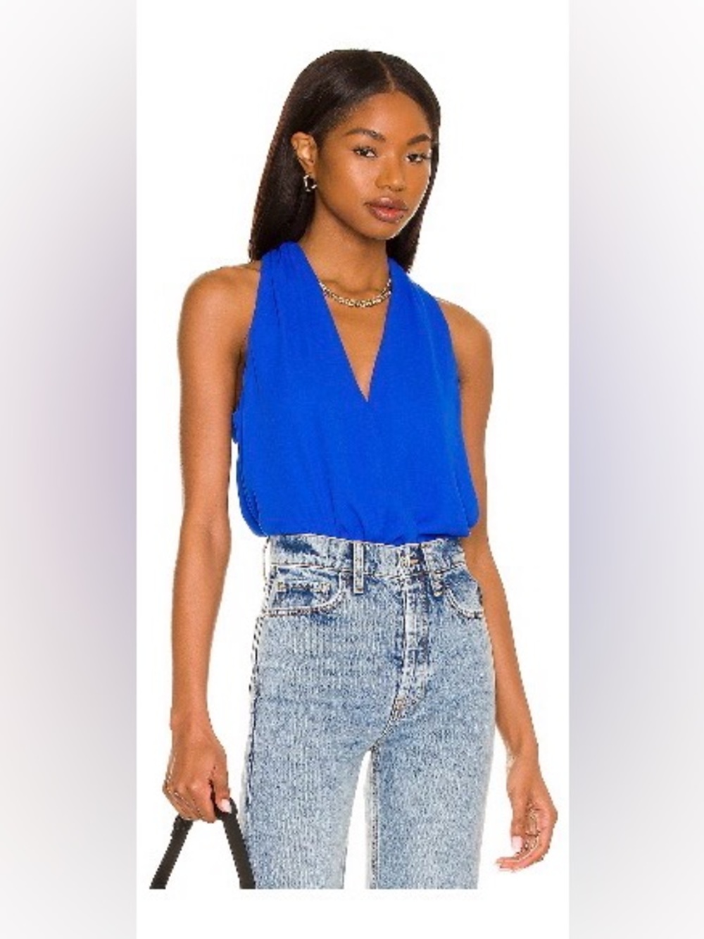 REVOLVE Royal Blue V-Neck Halter Tank Top